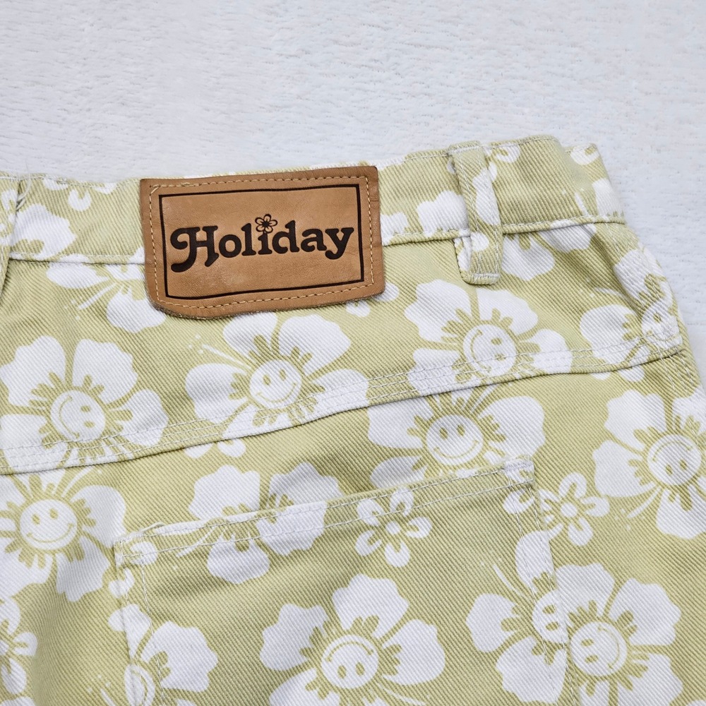 Holiday Happy Hibiscus Kokomo Pants Womens 36 Yellow Floral Smiley Wide Leg - Picture 10 of 10